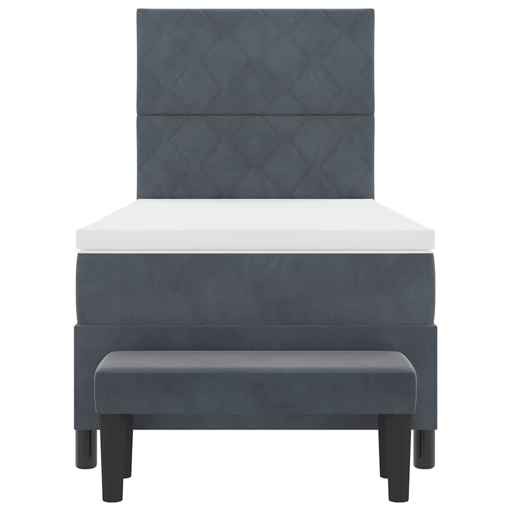 Boxspringbett mit Kopfteil Dunkelgrau 190 x 90 cm Samt