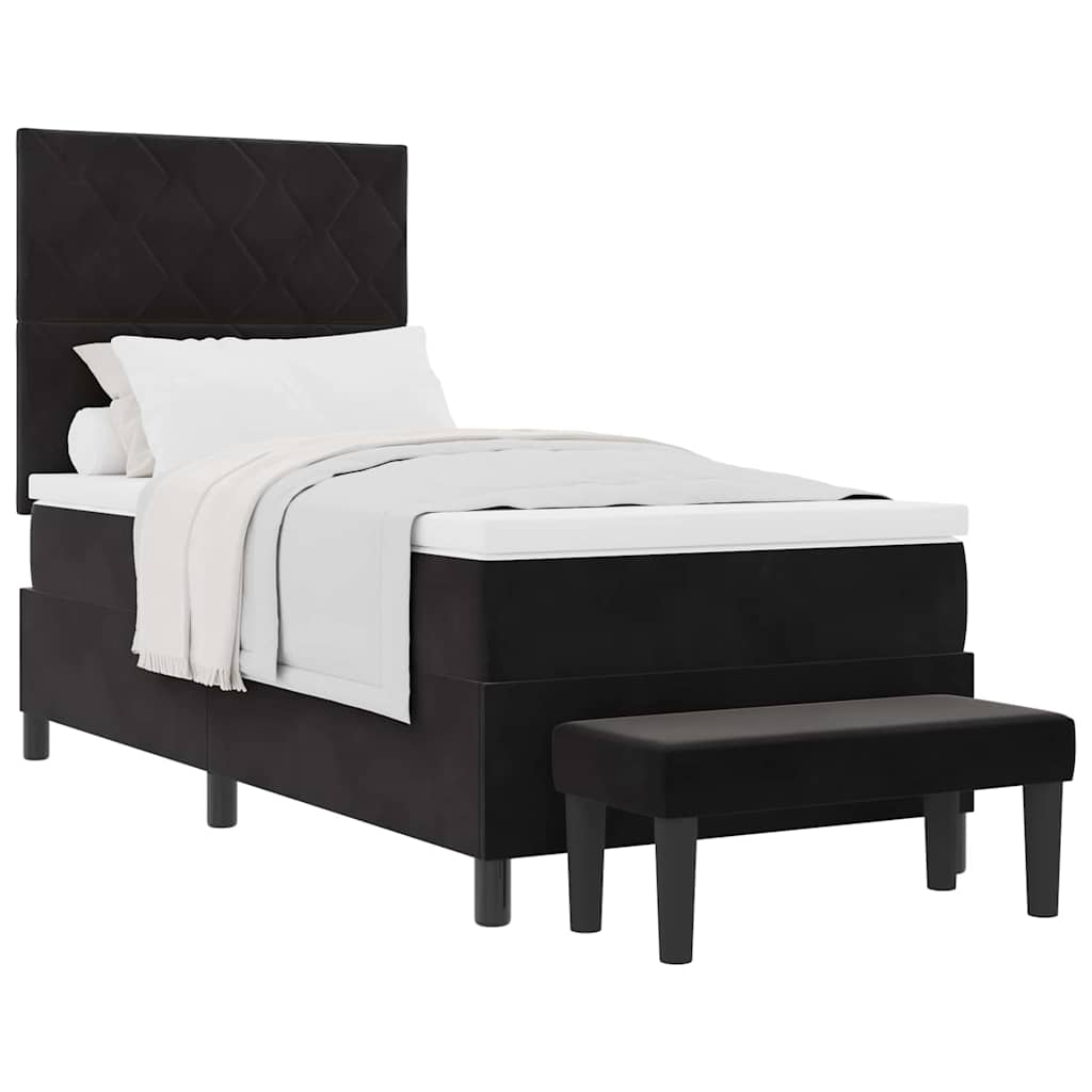Boxspringbett mit Matratze Schwarz 90 x 190 cm Samt