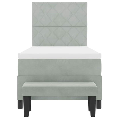 Boxspringbett mit Kopfteil Hellgrau 200 x 90 cm Samt
