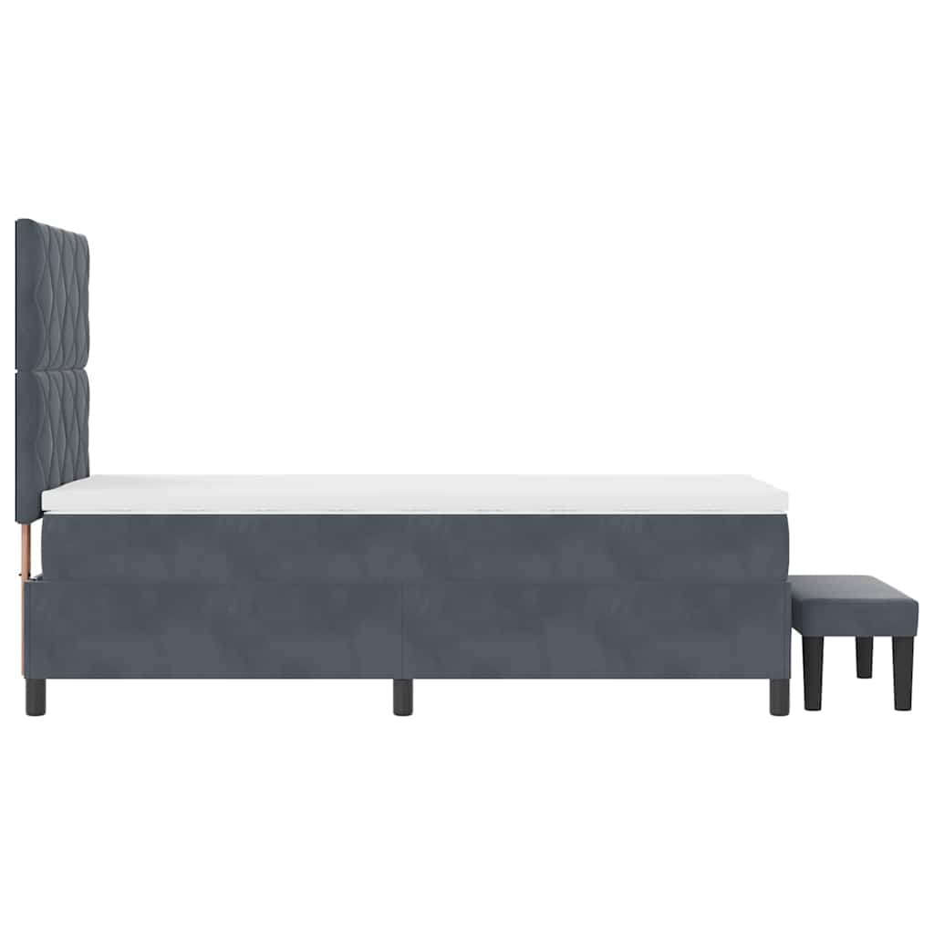 Boxspringbett mit Kopfteil Dunkelgrau 200 x 90 cm Samt