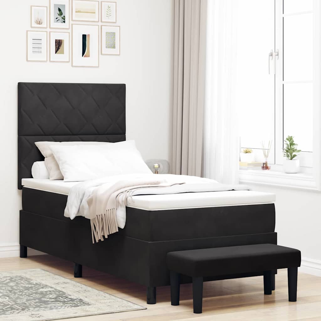 Boxspringbett mit Kopfteil Schwarz 200 x 90 cm Samt
