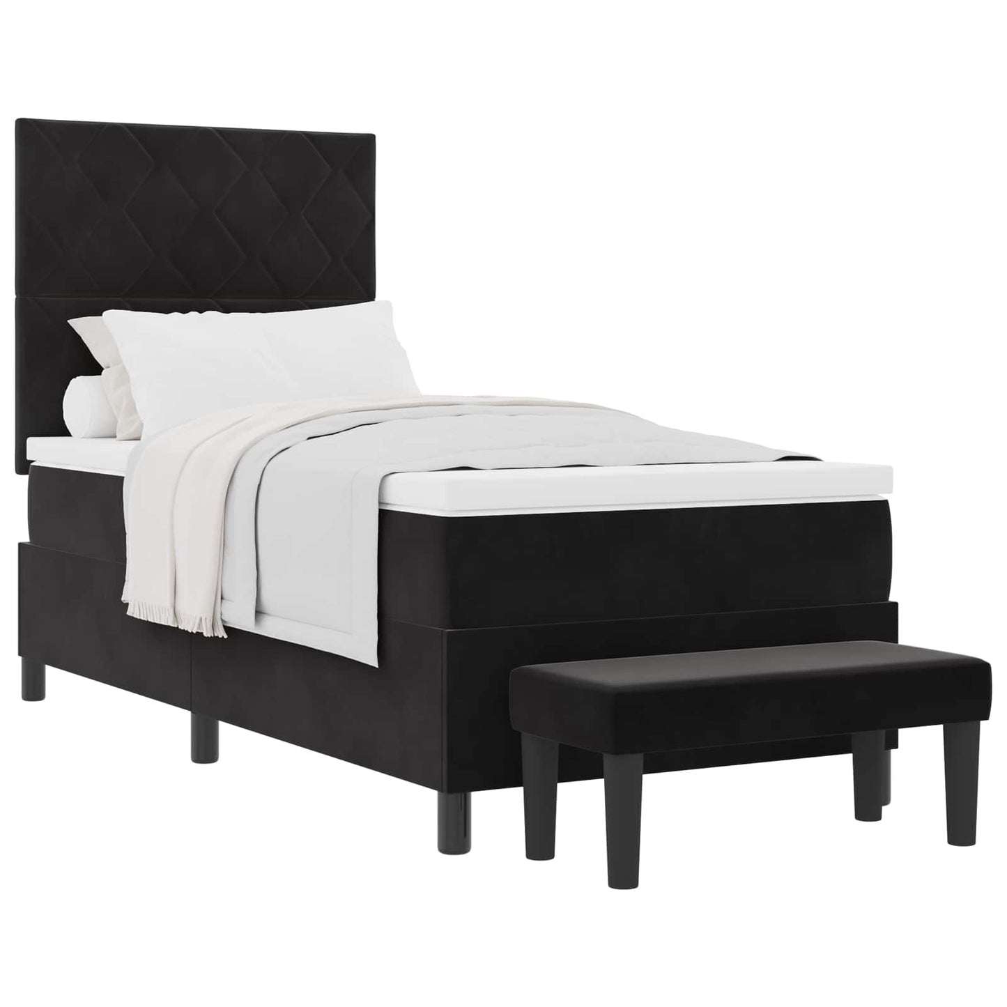Boxspringbett mit Kopfteil Schwarz 200 x 90 cm Samt