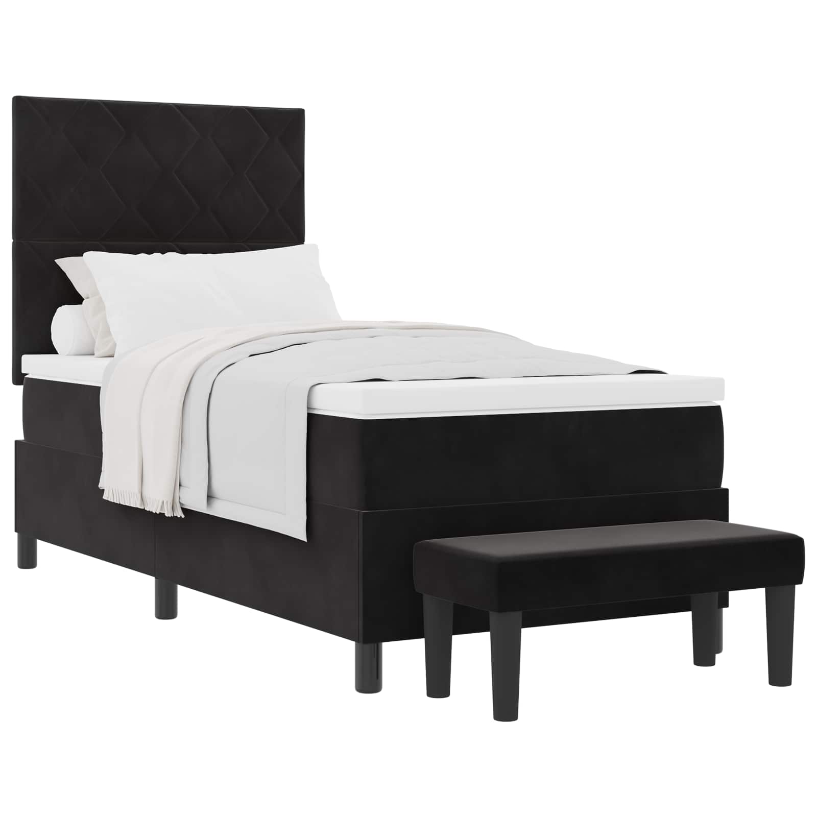 Boxspringbett mit Kopfteil Schwarz 200 x 90 cm Samt