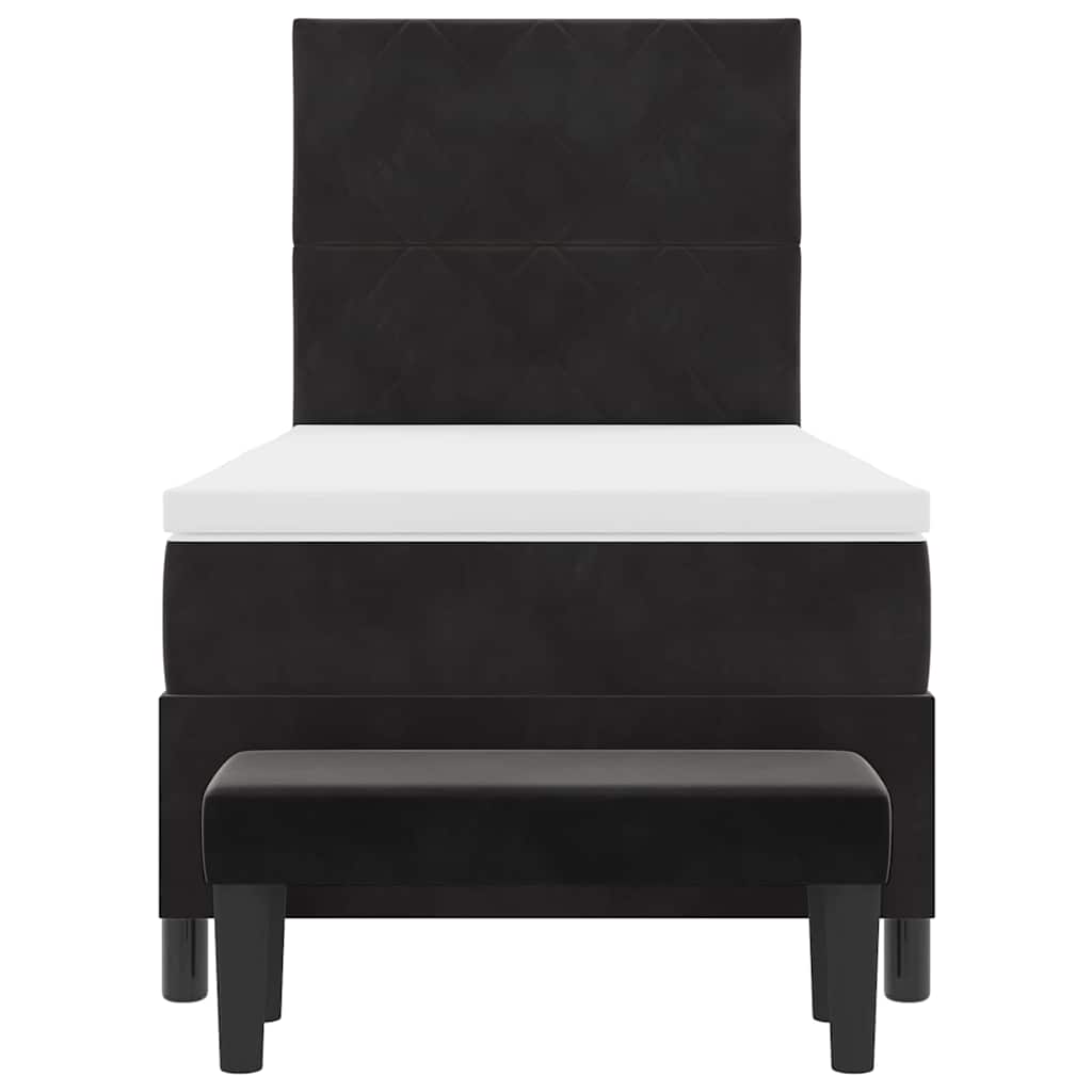 Boxspringbett mit Kopfteil Schwarz 200 x 90 cm Samt