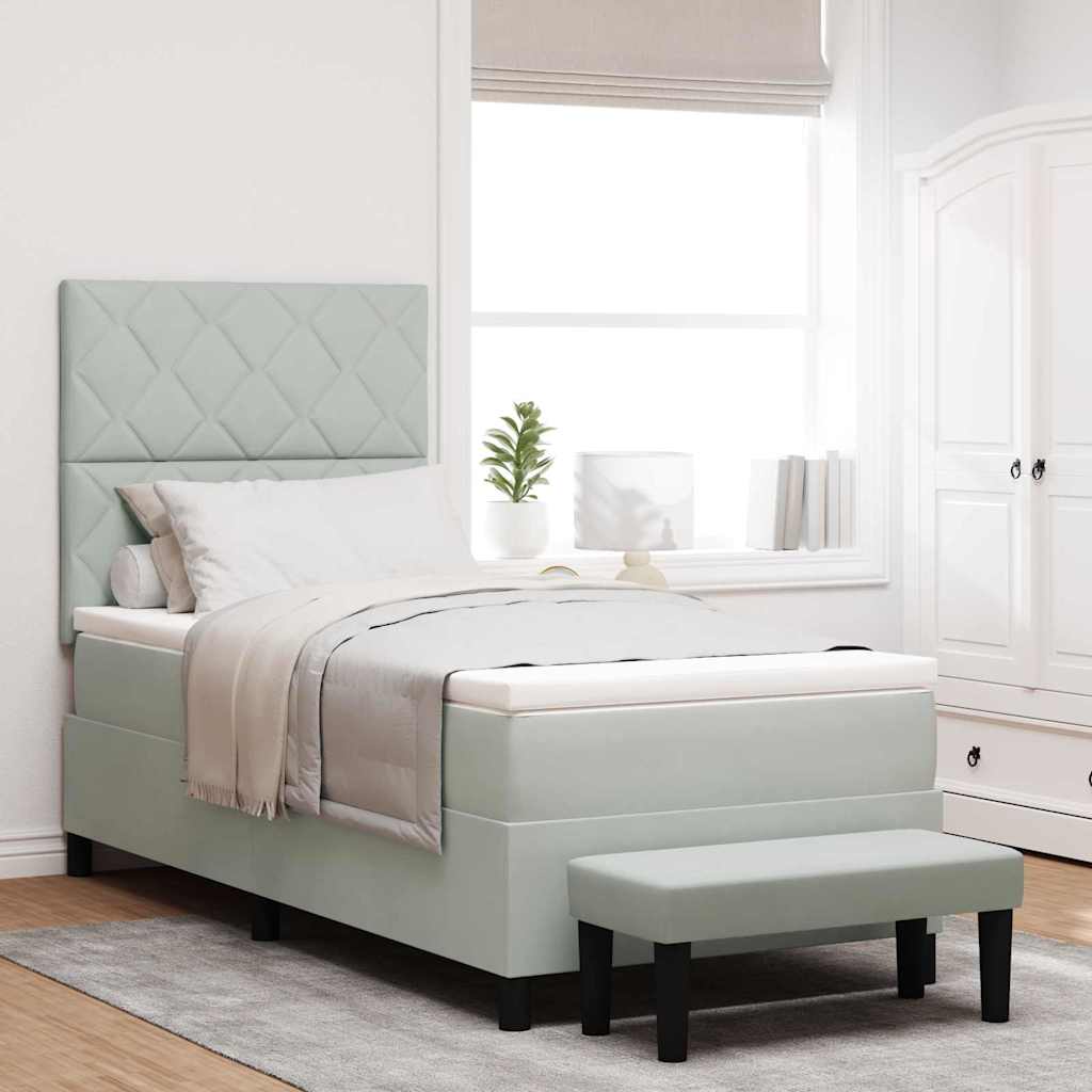 Boxspringbett mit Kopfteil Hellgrau 200 x 100 cm Samt