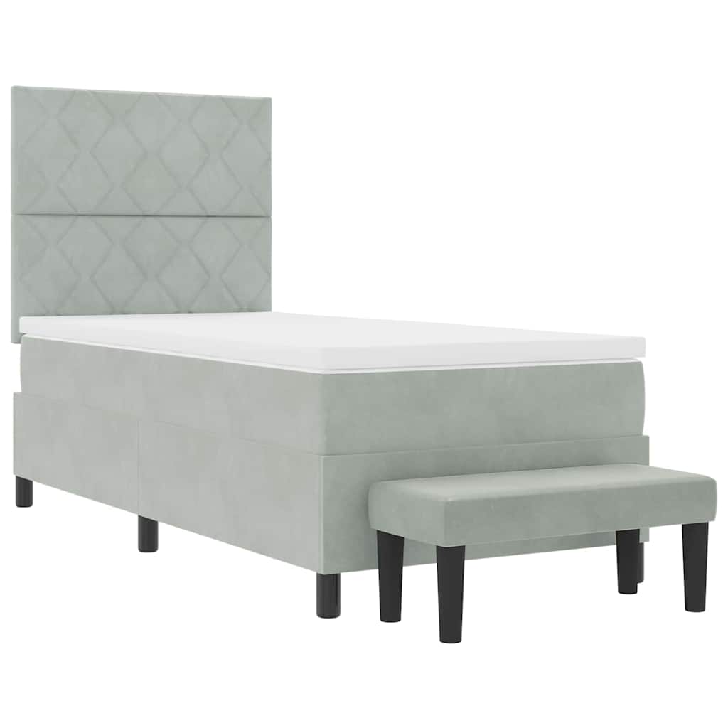 Boxspringbett mit Kopfteil Hellgrau 200 x 100 cm Samt