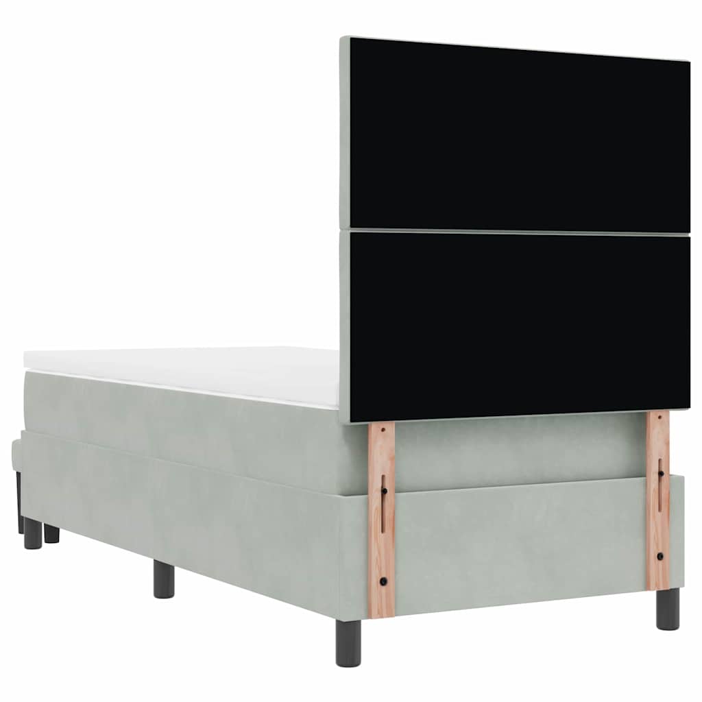 Boxspringbett mit Kopfteil Hellgrau 200 x 100 cm Samt