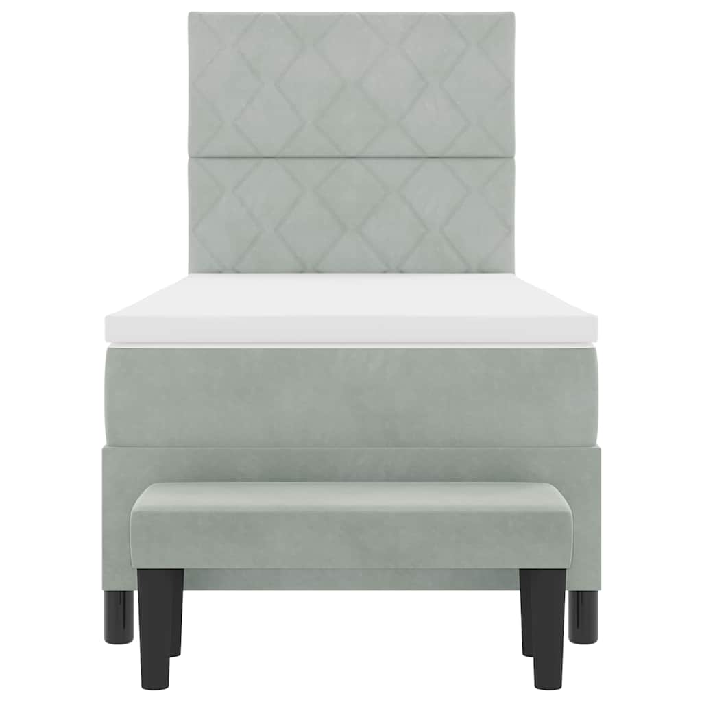 Boxspringbett mit Kopfteil Hellgrau 200 x 100 cm Samt