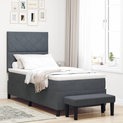 Boxspringbett mit Kopfteil Dunkelgrau 200 x 100 cm Samt
