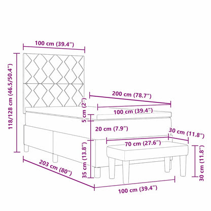 Boxspringbett mit Kopfteil Dunkelgrau 200 x 100 cm Samt