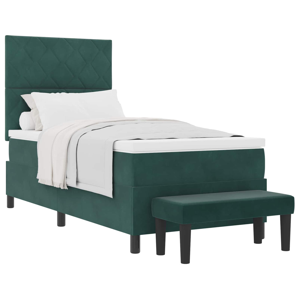 Boxspringbett mit Kopfteil Dunkelgrün 200 x 100 cm Samt