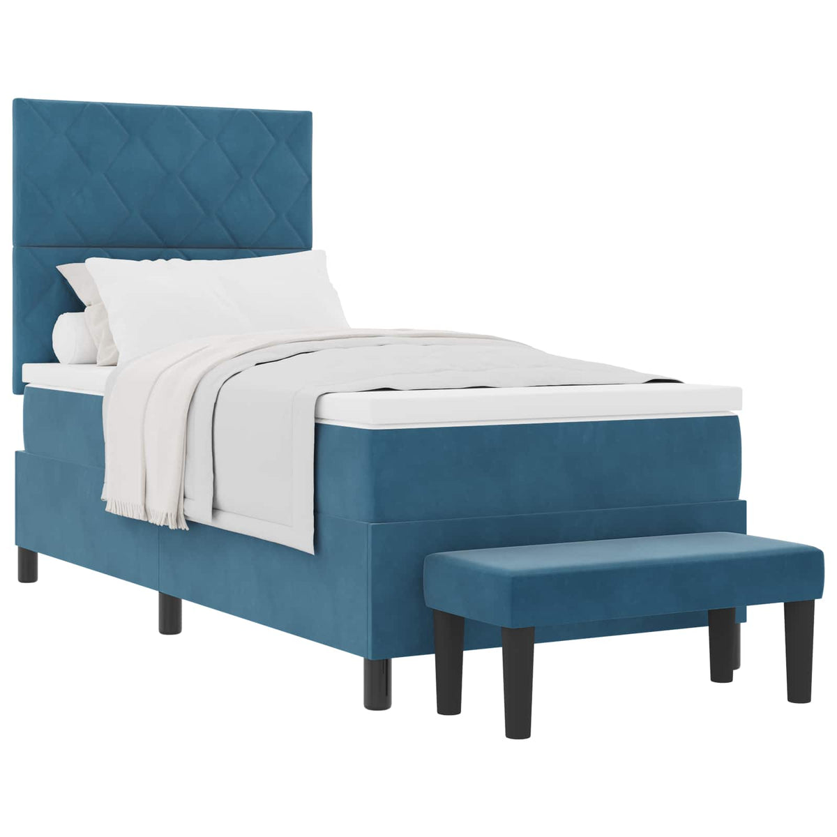 Boxspringbett mit Kopfteil Dunkelblau 200 x 100 cm Samt
