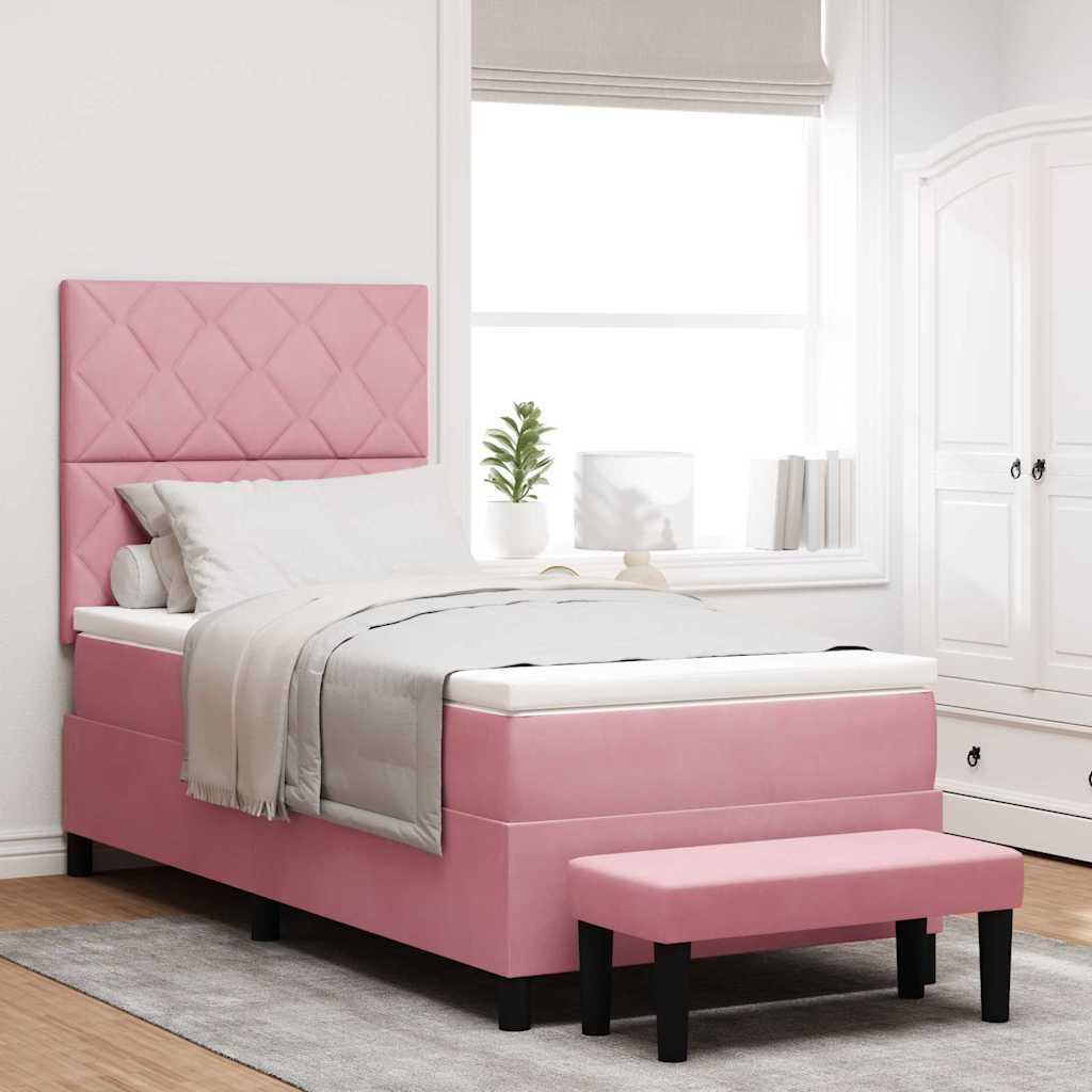 Boxspringbett mit Kissen mit Kopfteil Rosa 200 x 100 cm Samt