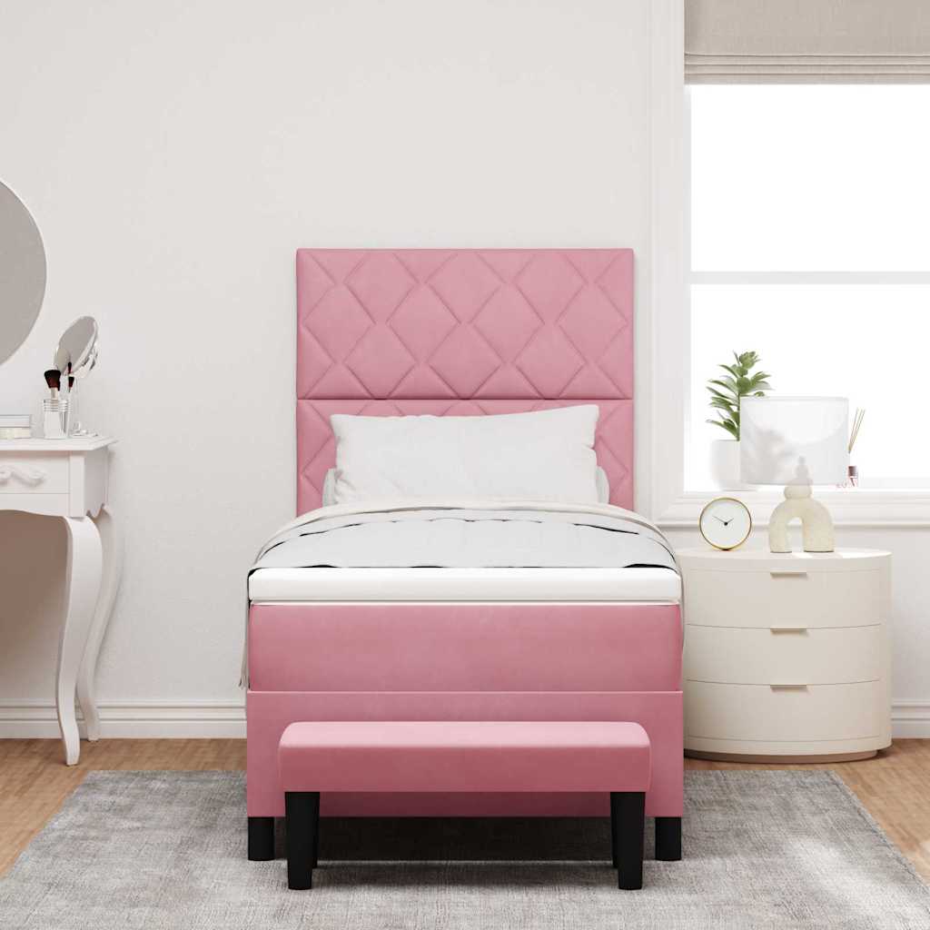 Boxspringbett mit Kissen mit Kopfteil Rosa 200 x 100 cm Samt