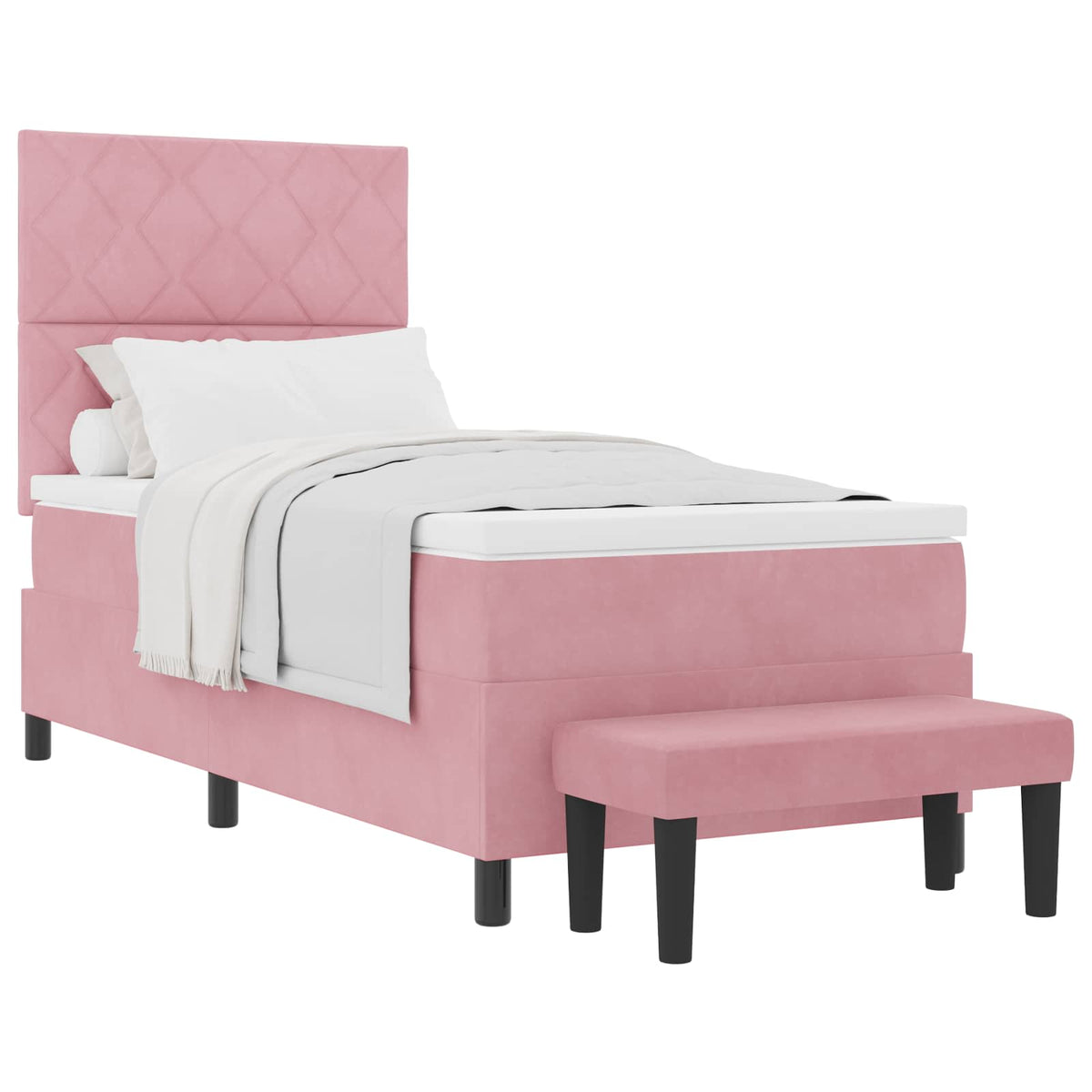 Boxspringbett mit Kissen mit Kopfteil Rosa 200 x 100 cm Samt