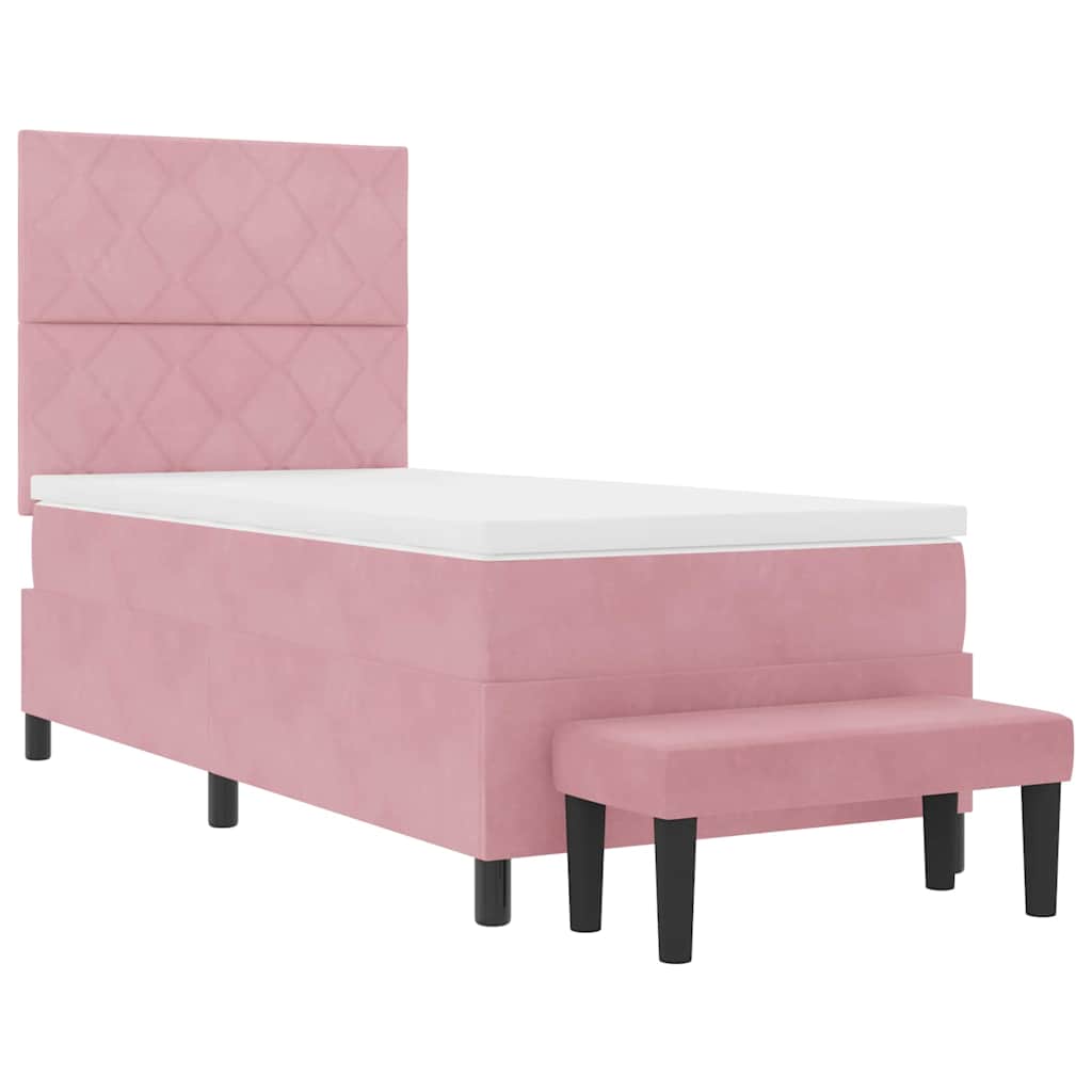 Boxspringbett mit Kissen mit Kopfteil Rosa 200 x 100 cm Samt