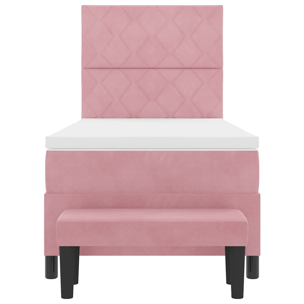 Boxspringbett mit Kissen mit Kopfteil Rosa 200 x 100 cm Samt