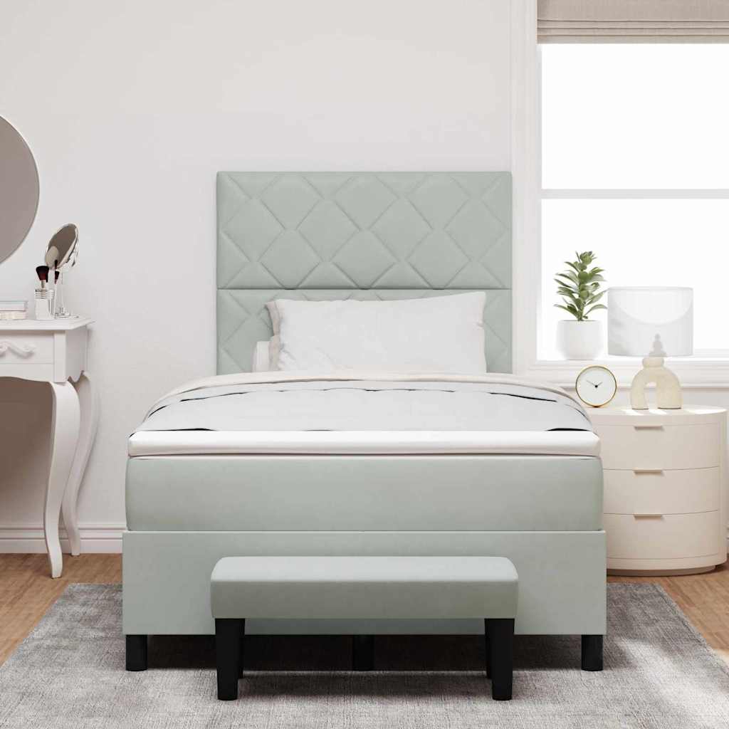 Boxspringbett mit Kopfteil Hellgrau 190 x 120 cm Samt