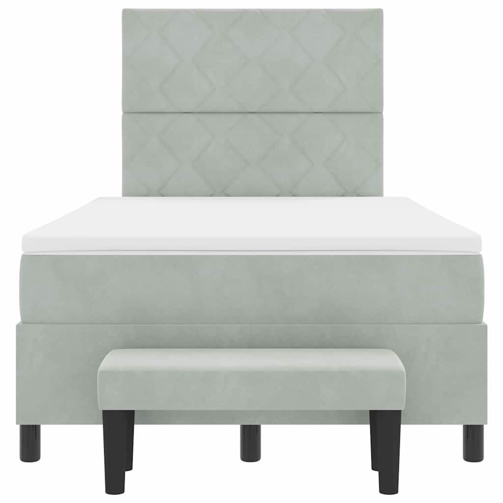 Boxspringbett mit Kopfteil Hellgrau 190 x 120 cm Samt