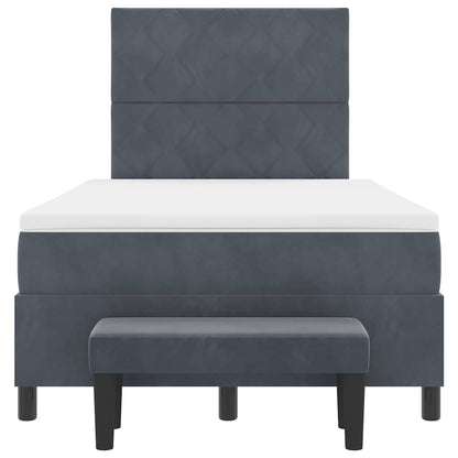 Boxspringbett mit Kopfteil Dunkelgrau 190 x 120 cm Samt