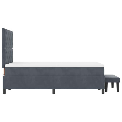 Boxspringbett mit Kopfteil Dunkelgrau 190 x 120 cm Samt
