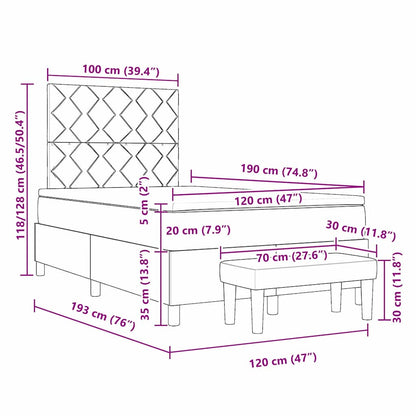 Boxspringbett mit Kopfteil Dunkelgrau 190 x 120 cm Samt