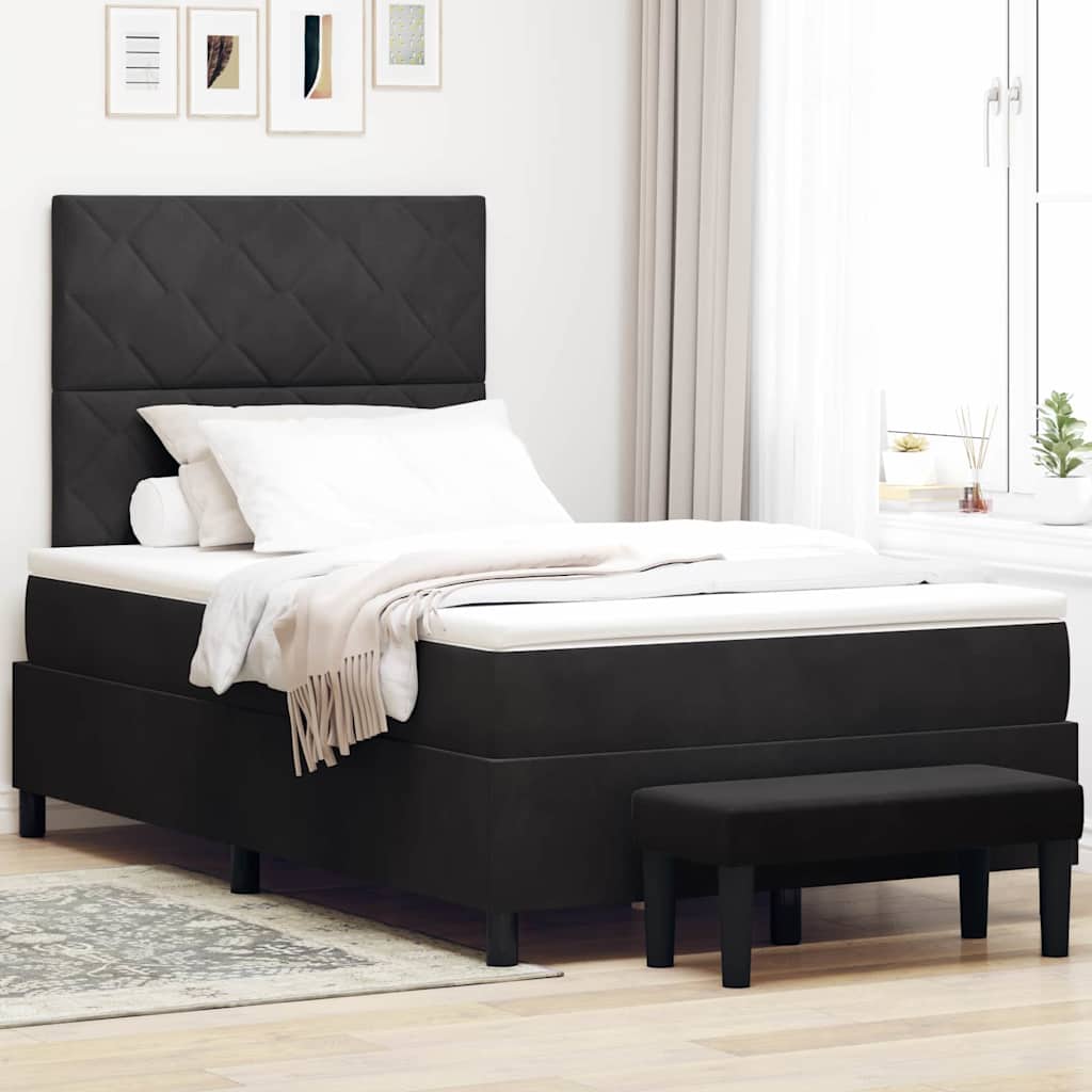 Boxspringbett mit Kopfteil Schwarz 190 x 120 cm Samt