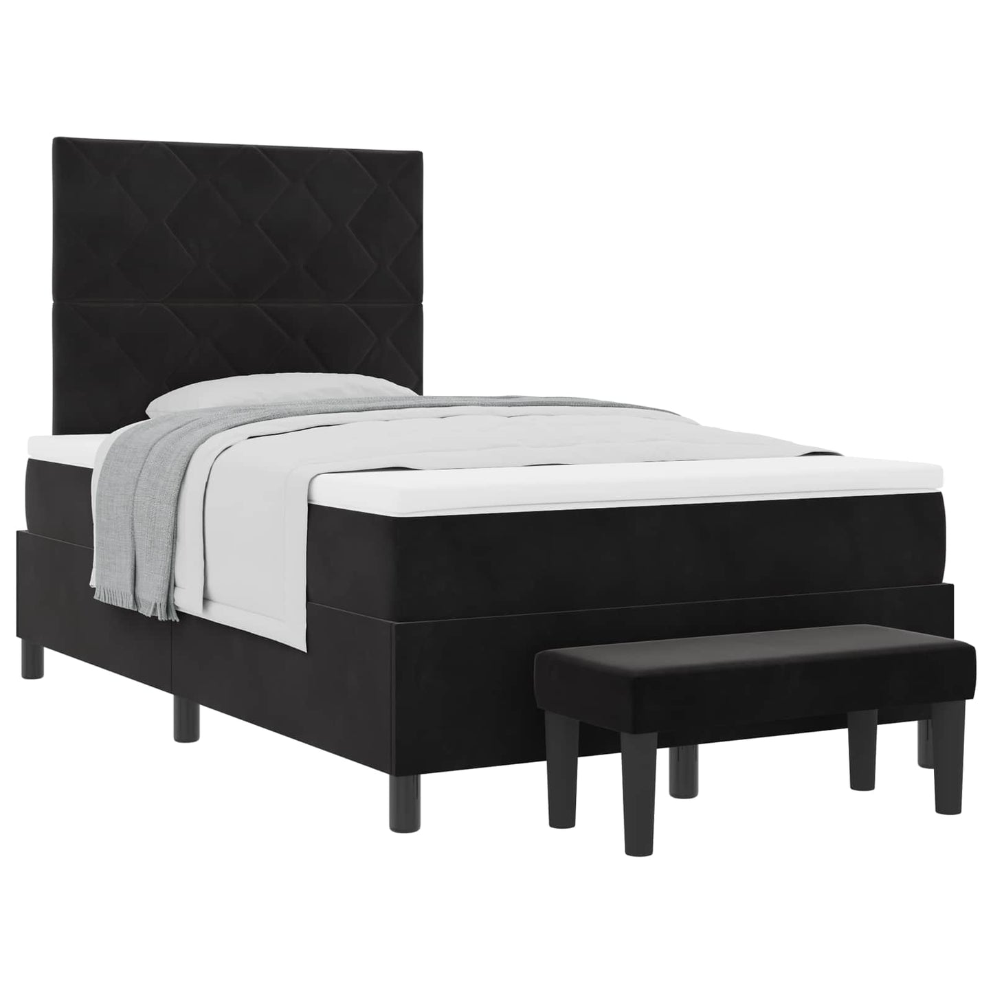Boxspringbett mit Kopfteil Schwarz 190 x 120 cm Samt