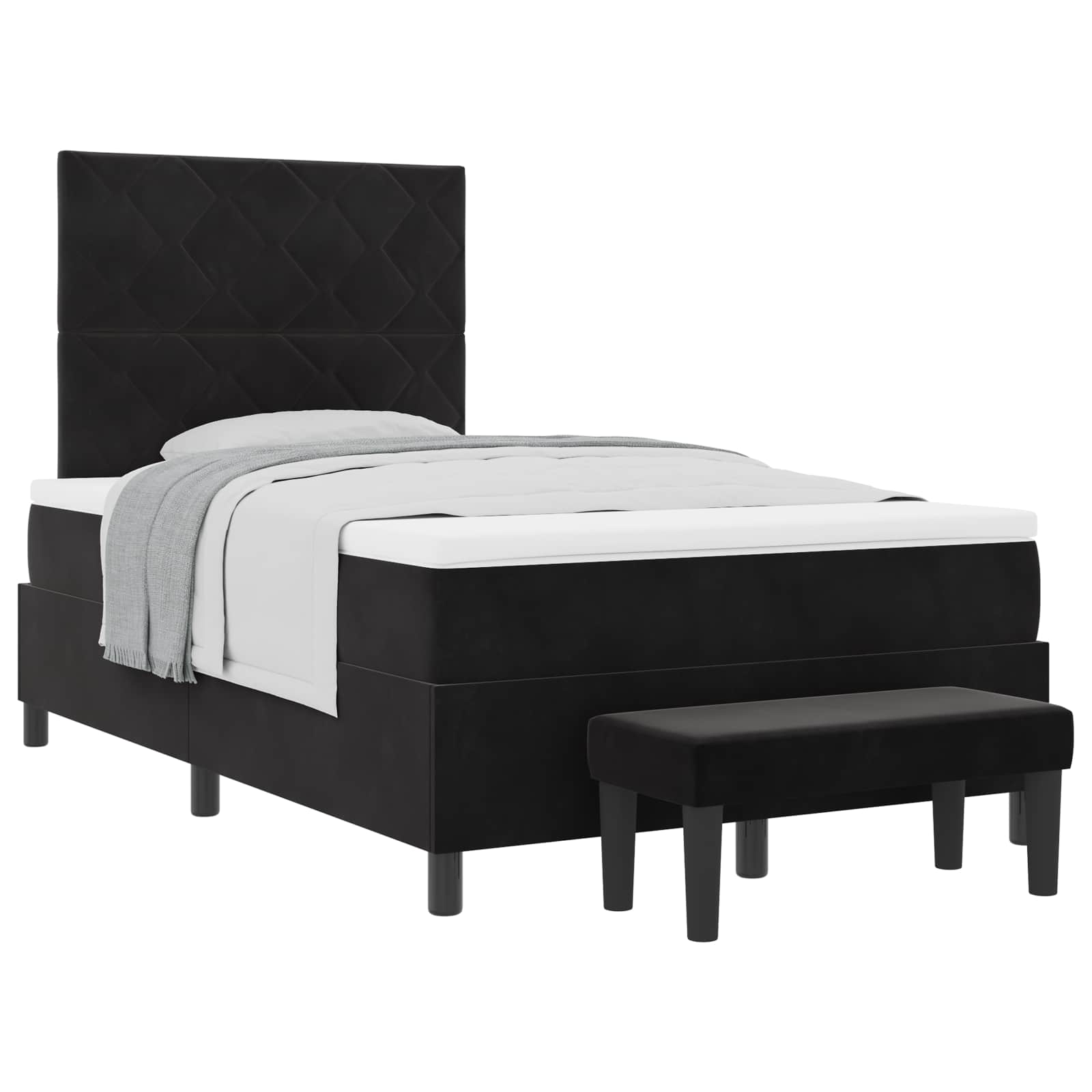 Boxspringbett mit Kopfteil Schwarz 190 x 120 cm Samt