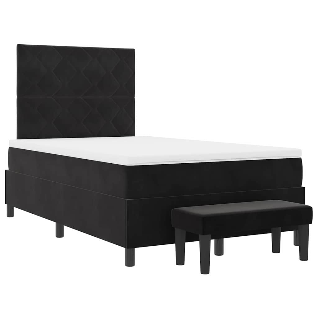 Boxspringbett mit Kopfteil Schwarz 190 x 120 cm Samt