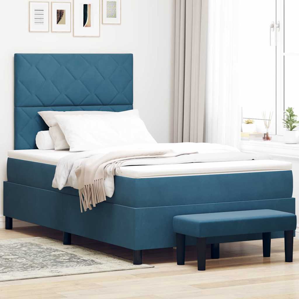 Boxspringbett mit Kopfteil Dunkelblau 190 x 120 cm Samt