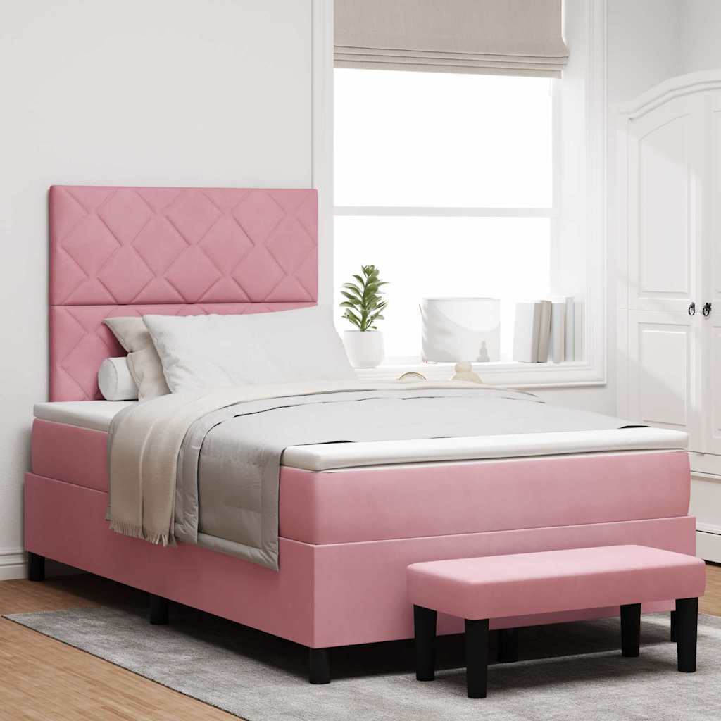 Boxspringbett mit Kopfteil Rosa 190 x 120 cm Samt