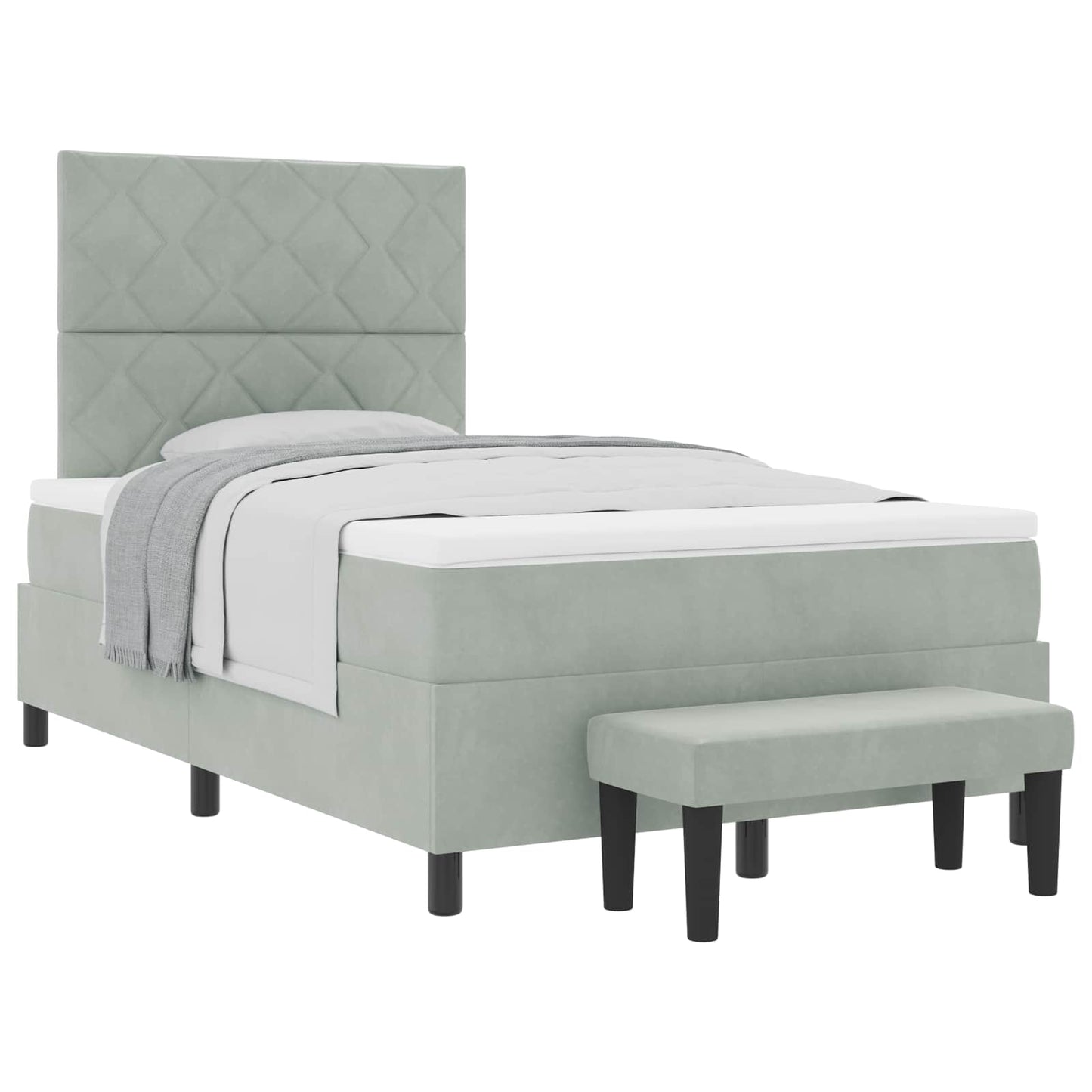 Boxspringbett mit Kissen Hellgrau 200 x 120 cm Samt