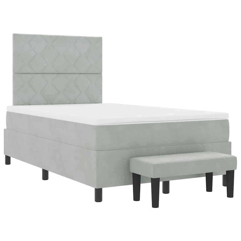 Boxspringbett mit Kissen Hellgrau 200 x 120 cm Samt