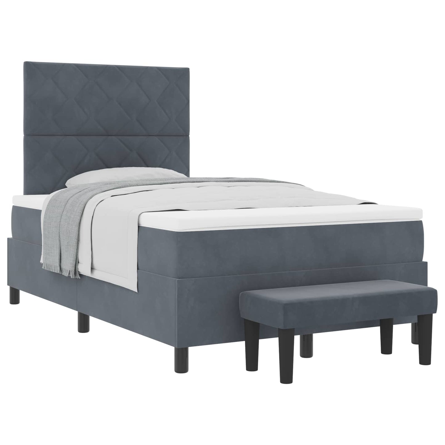 Boxspringbett mit Kopfteil Dunkelgrau 200 x 120 cm Samt