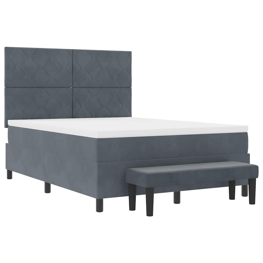 Boxspringbett mit Kopfteil Dunkelgrau 200 x 140 cm Samt