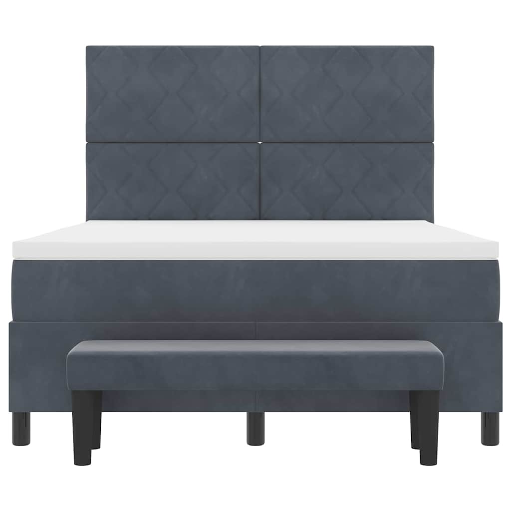 Boxspringbett mit Kopfteil Dunkelgrau 200 x 140 cm Samt