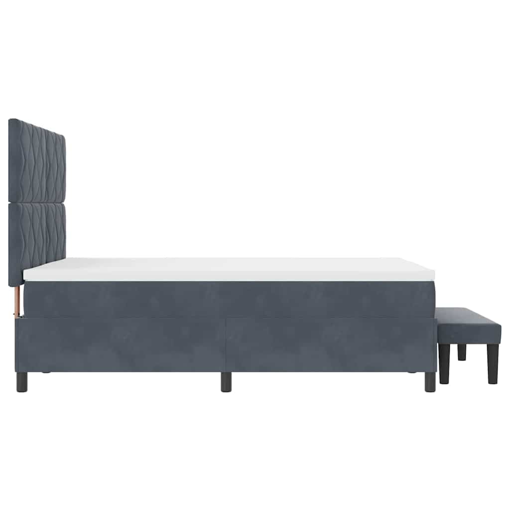 Boxspringbett mit Kopfteil Dunkelgrau 200 x 140 cm Samt
