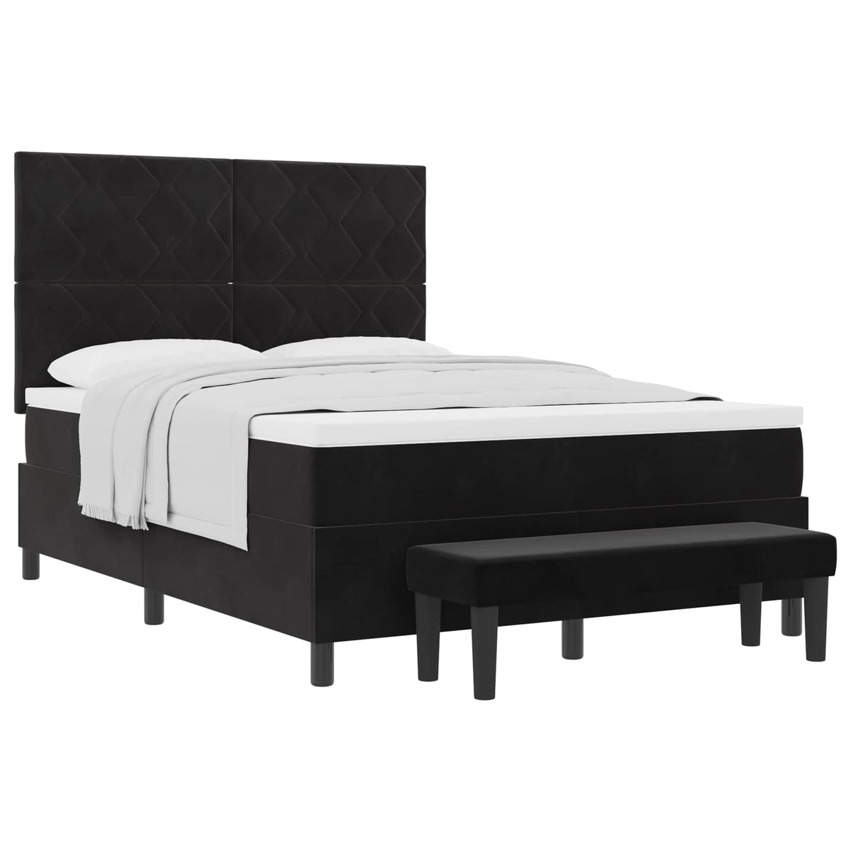 Boxspringbett mit Kopfteil Schwarz 200 x 140 cm Samt