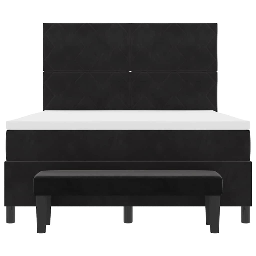 Boxspringbett mit Kopfteil Schwarz 200 x 140 cm Samt