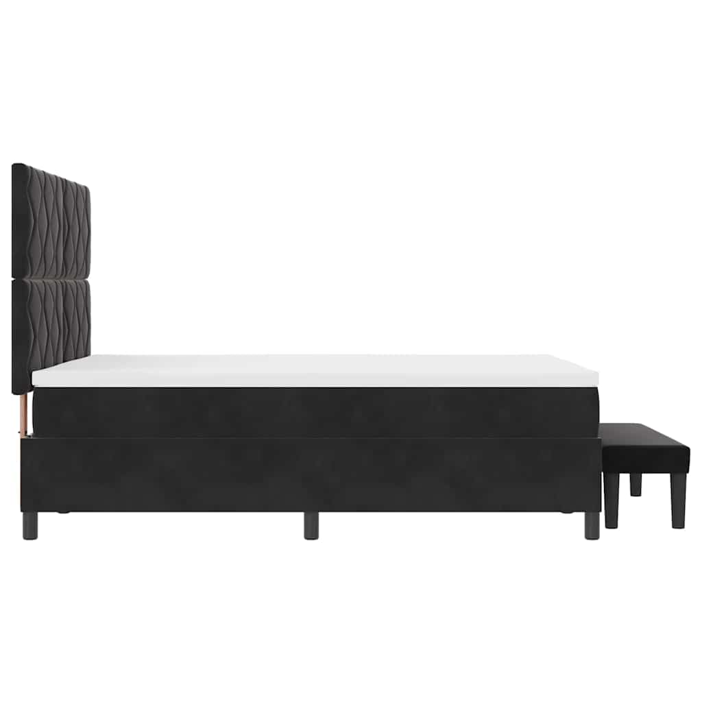 Boxspringbett mit Kopfteil Schwarz 200 x 140 cm Samt