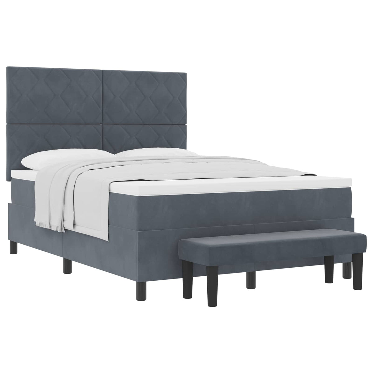 Boxspringbett mit Kopfteil Dunkelgrau 200 x 160 cm Samt