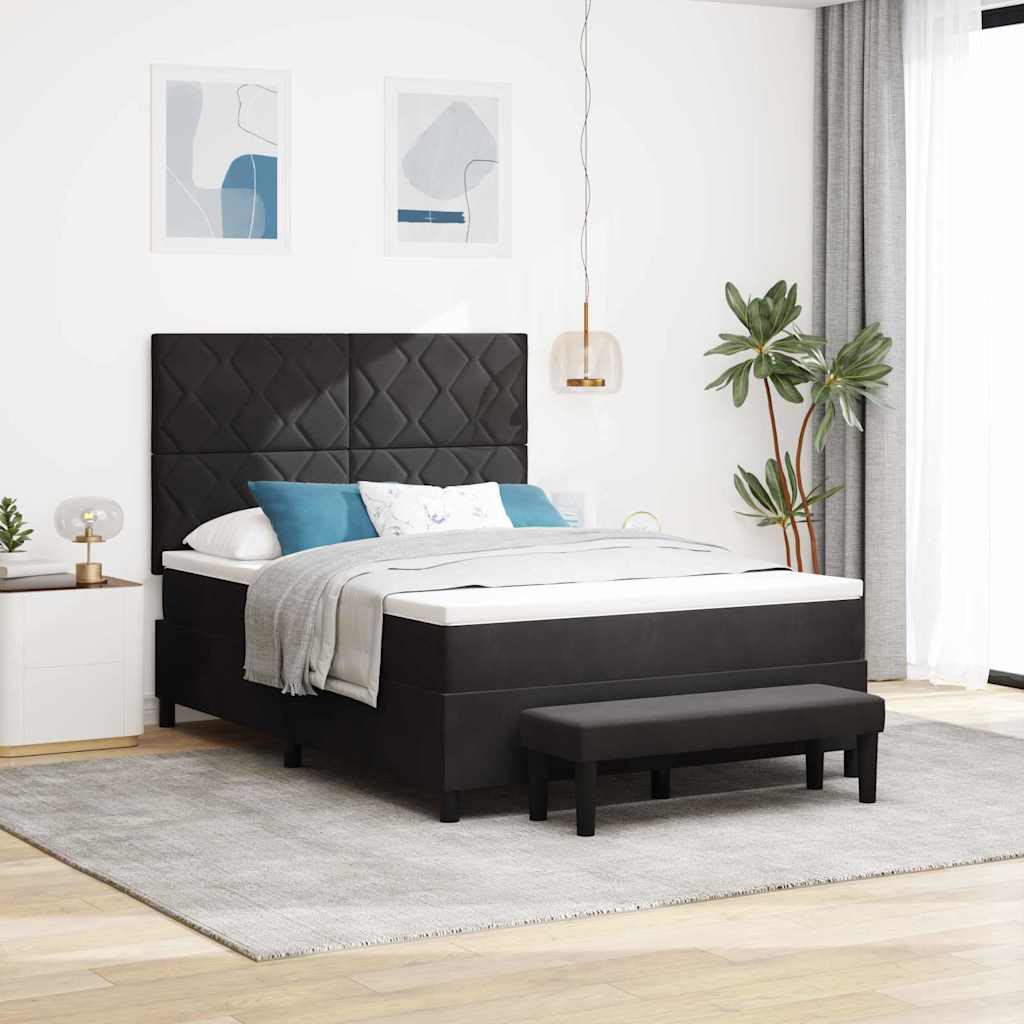 Boxspringbett mit Kopfteil Schwarz 200 x 160 cm Samt