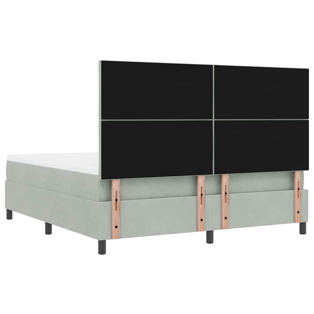 Boxspringbett mit Kopfteil Hellgrau 200 x 180 cm Samt