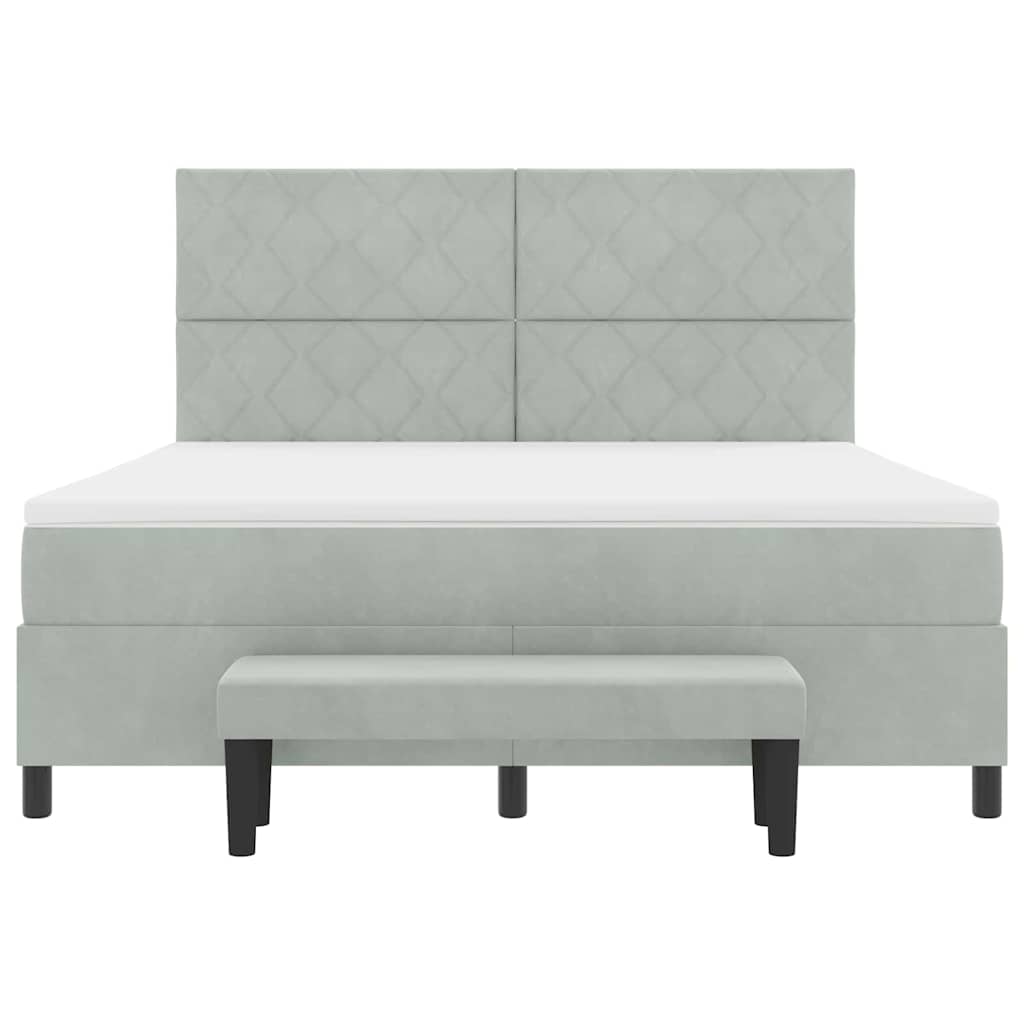 Boxspringbett mit Kopfteil Hellgrau 200 x 180 cm Samt