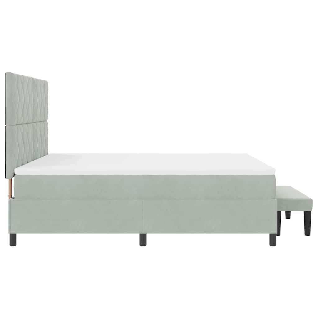 Boxspringbett mit Kopfteil Hellgrau 200 x 180 cm Samt