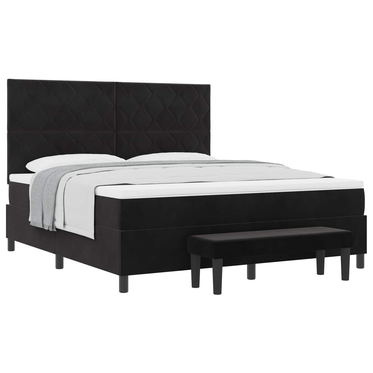 Boxspringbett mit Kopfteil Schwarz 200 x 180 cm Samt
