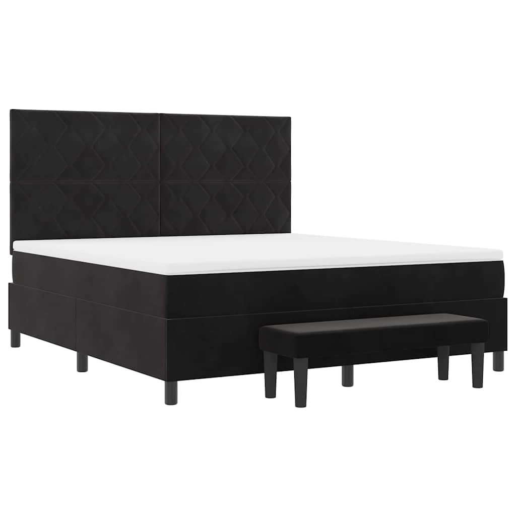 Boxspringbett mit Kopfteil Schwarz 200 x 180 cm Samt