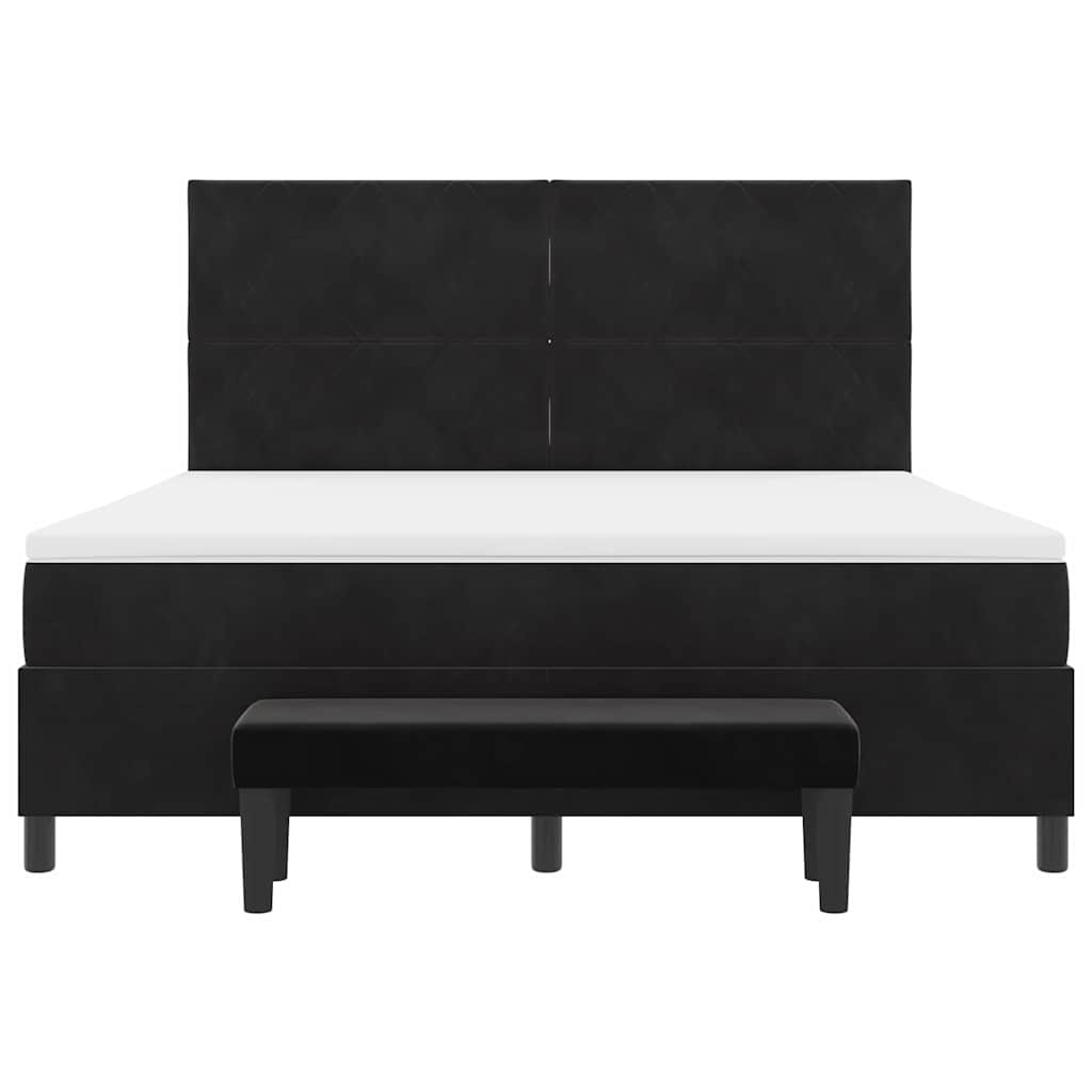 Boxspringbett mit Kopfteil Schwarz 200 x 180 cm Samt