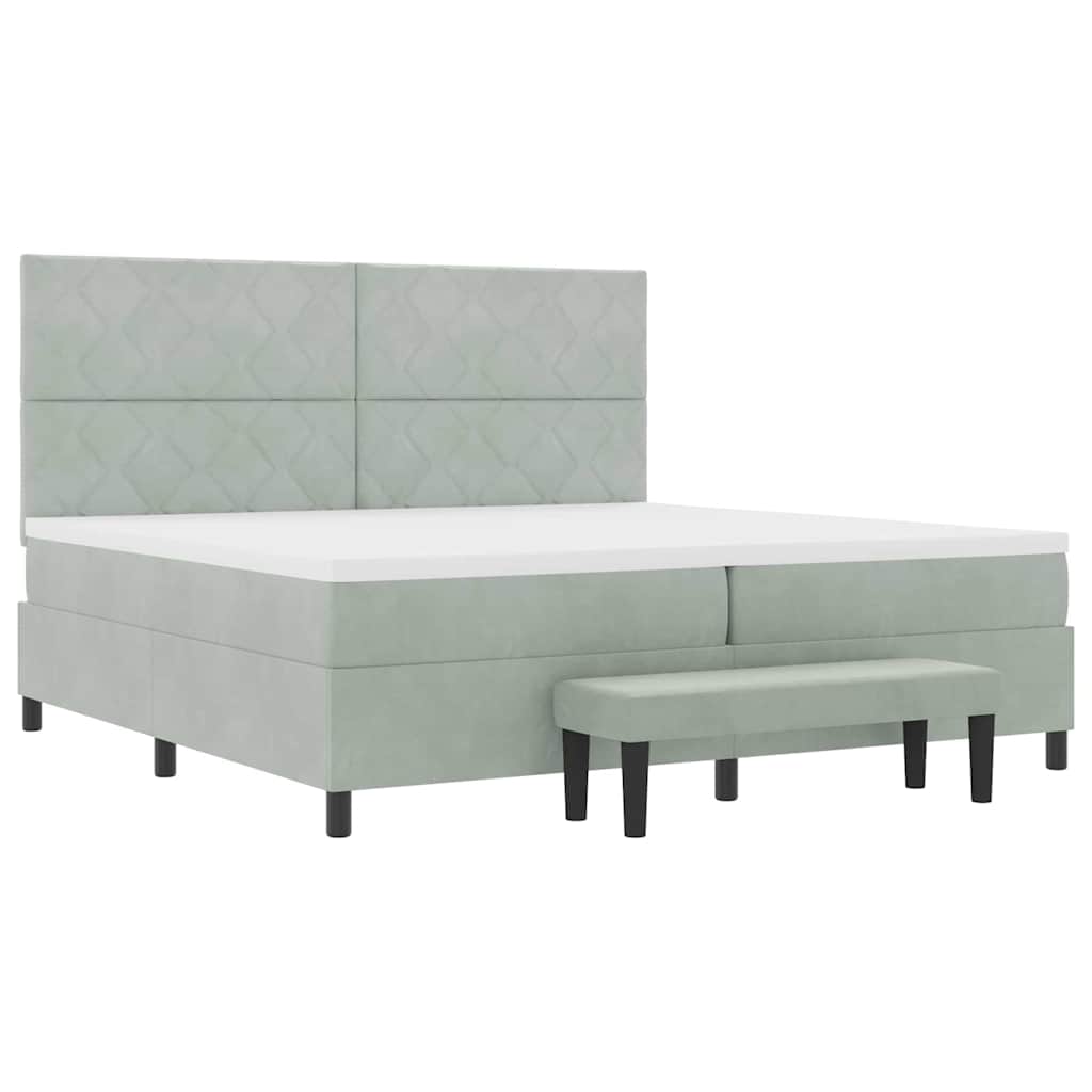 Boxspringbett mit Kopfteil Hellgrau 200 x 200 cm Samt